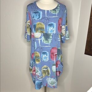 Cristina Vergani Made In Italy Abstract Print Large Pockets Wearable Art